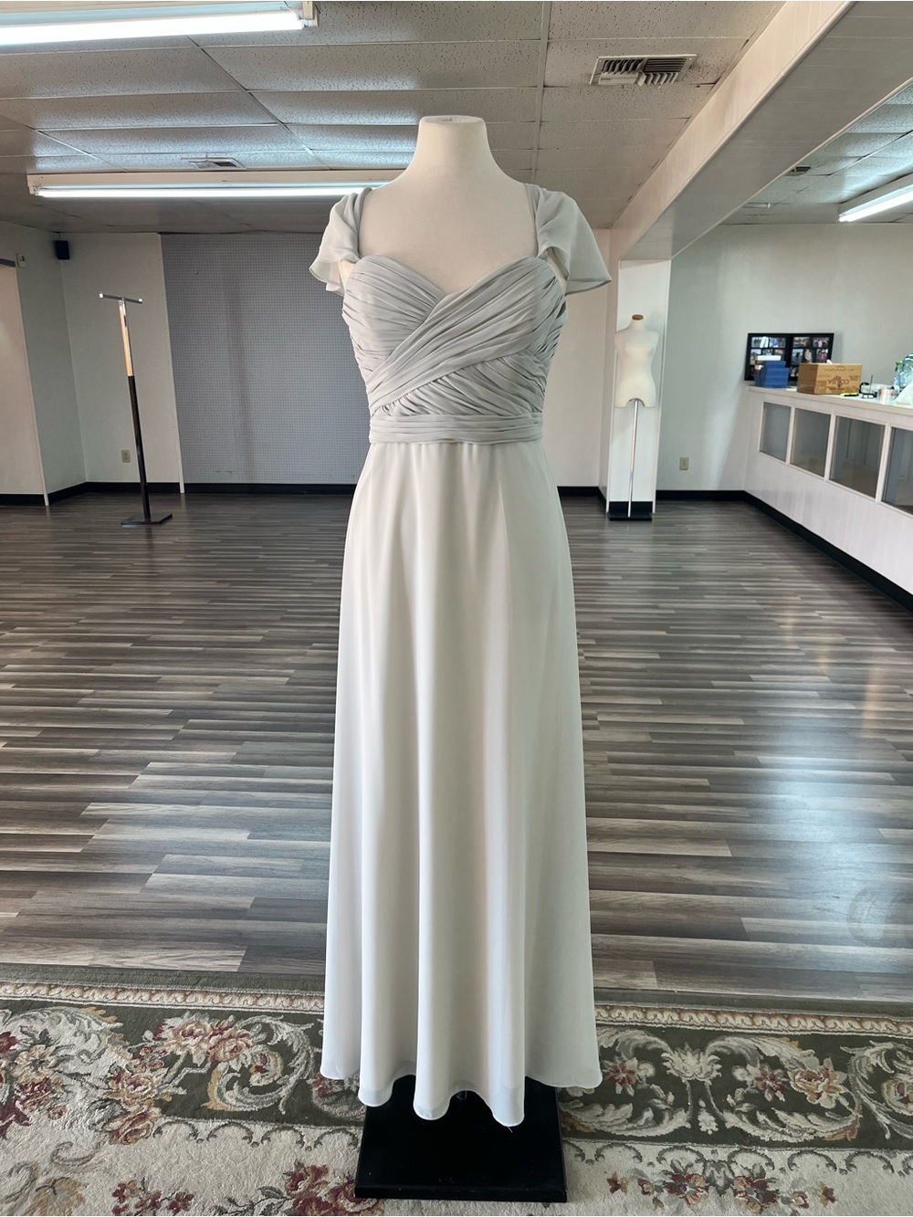 Watters Moonbeam (Celadon) Ruched Crossover Bodice Maxi Dress